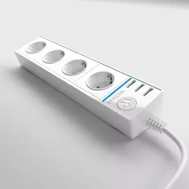 WL20-04-03 / Розеточный блок 4-х местный + 3 USB белый Werkel a039974