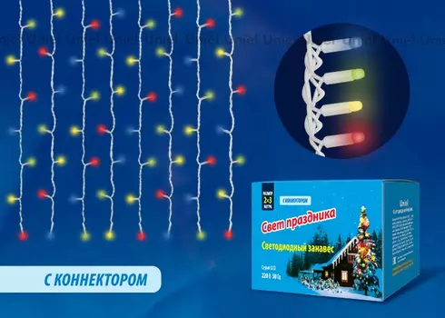 Занавес LED RGB (3х2м.) с эффектом мерцания Uniel ULD-C2030-240-TWK (UL-00001359)