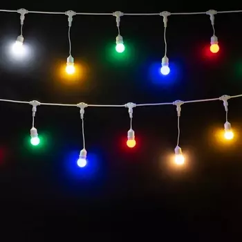 22-263 Гирлянда Unibelt 5м с Шагом 25см, Провод Белый ПВХ, IP54 Laitcom Ретро (Cafe) UNICa5/25-8-2