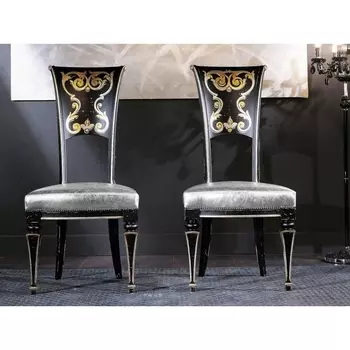 3179/SR Стул, HAND MADE черный со старением и рисунком M-City 3179/S