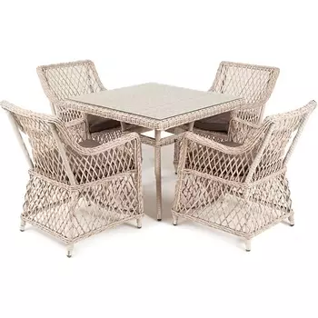 "Айриш" обеденная группа плетеная на 4 персоны, цвет бежевый 4SIS арт.УТ-00002199