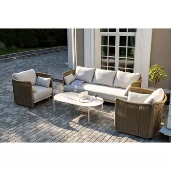 "Аликанте" лаунж-зона из искусственного ротанга, цвет соломенный 4SIS арт.УТ-00007466