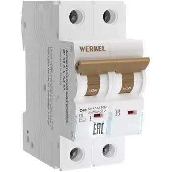 Автоматический выключатель 2P 40 A C 4,5 кА Werkel W902P404 (a062498)