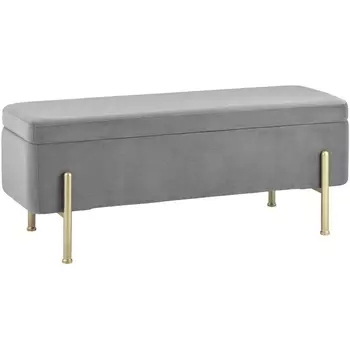 Банкетка Stool Group Болейн с ящиком велюр серый УТ000025572