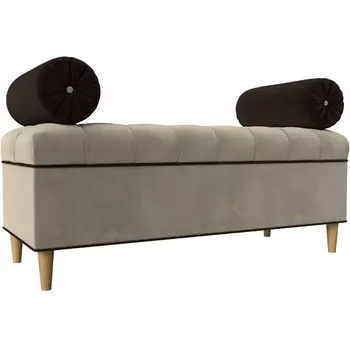 Банкетка Глория (микровельвет бежевый, кант микровельет коричневый, подушки микровельвет коричневый) Лига Диванов 29272