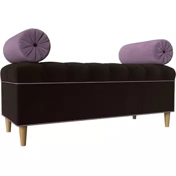 Банкетка Глория (микровельвет коричневый, кант микровельвет сиреневый, подушки микровельвет сиреневый) Лига Диванов 113680