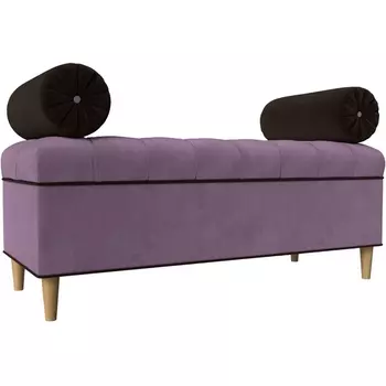 Банкетка Глория (микровельвет сиреневый, кант микровельвет коричневый, подушки микровельвет коричневый) Лига Диванов 113681