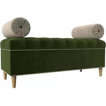 Банкетка Глория (микровельвет зеленый, кант микровелеьвет бежевый, подушки микровельвет бежевый) Лига Диванов 113675