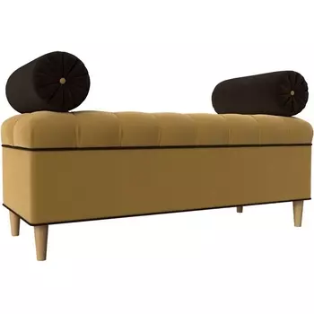 Банкетка Глория (микровельвет желтый, кант микровельвет коричневый, подушки микровельвет коричневый) Лига Диванов 113674