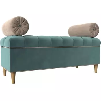 Банкетка Глория (велюр бирюзовый, кант велюр бежевый, подушки велюр бежевый) Лига Диванов 113656