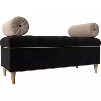 Банкетка Глория (велюр черный, кант велюр бежевый, подушки велюр бежевый) Лига Диванов 113667