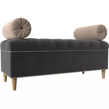 Банкетка Глория (велюр серый, кант велюр бежевый, подушки велюр бежевый) Лига Диванов 113663