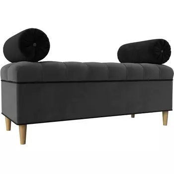 Банкетка Глория (велюр серый, кант велюр черный, подушки челюр черный) Лига Диванов 113664