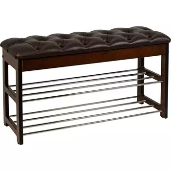 Банкетка Грейс орех, к/з Ева 1, каретная стяжка Л Mebelik арт.008581