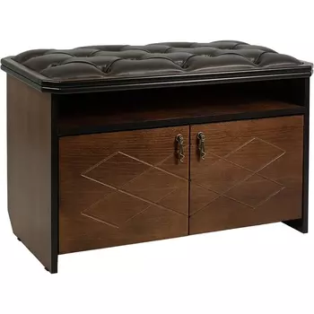 Банкетка Патриция 2 орех, к/з Ева 1, каретная стяжка Л Mebelik арт.008833