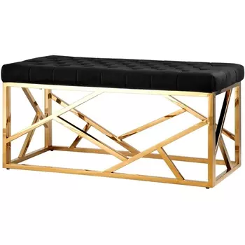 Банкетка-скамейка Stool Group АРТ ДЕКО велюр черный сталь золото УТ000001882