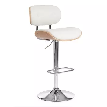 Барный стул DRAKAR (mod.4050) белый/натуральный/хром (металл/дерево/экокожа) (Tetchair)