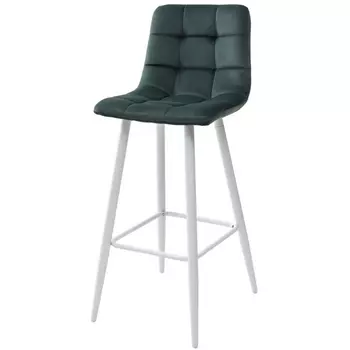 Барный стул LECCO UF910-14 DARK GREEN, велюр/белый каркас (M-City)