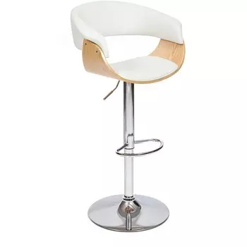 Барный стул VIMTA (mod.4021S) белый/натуральный/хром (металл/дерево/экокожа) Tetchair 112751 13660