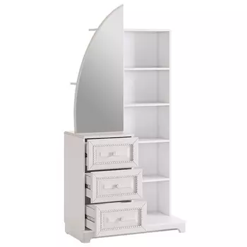 Белла Шкаф комбинированный Mebelson (ЛДСП,МДФ,ПВХ,Зеркало/Белый) арт.SMB-15.1651