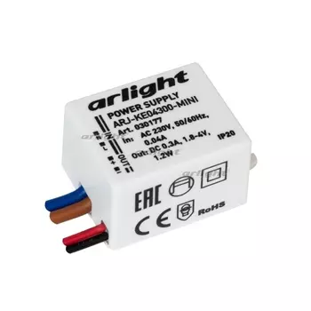 Блок питания 220V ARJ-KE04300-MINI (1.2W, 300mA) (Arlight, IP20 Пластик) 030177
