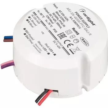 Блок питания ARJ-SN-40300-PFC-DALI-R (12W, 9-40V, 0.3A) (Arlight, IP20 Пластик, 3 года) 038299(1)