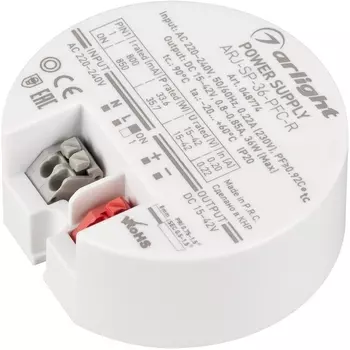 Блок питания ARJ-SP-36-PFC-R (36W, 15-42V, 0.8-0.85A) (Arlight, IP20 Пластик, 5 лет) 048774