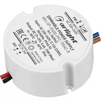 Блок питания ARJ-SP-39400-PFC-TRIAC-R (15W, 27-39V, 400mA) (Arlight, IP44 Пластик) 040963