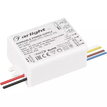 Блок питания ARJ-SP-40200-PFC-DALI2-PD (8W, 3-40V, 200mA) (Arlight, IP20 Пластик) 047351