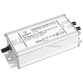 Блок питания ARPV-UH24100-PFC-0-10V (24V, 4.2A, 100W) (Arlight, IP67 Металл) 030284
