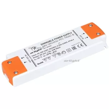 Блок питания ARV-SN24036-PFC-TRIAC-B (24V, 1.5A, 36W) (Arlight, IP20 Пластик) 027633