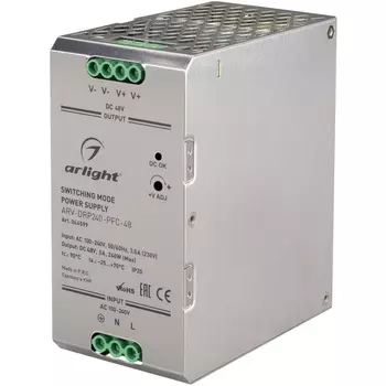 Блок питания ARV-DRP240-PFC-48 (48V, 5A, 240W) (Arlight, IP20 Металл) 044599