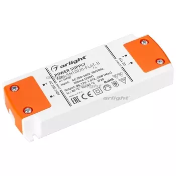 Блок питания ARV-SN12020-FLAT-B (12V, 1.67A, 20W) (Arlight, IP20 Пластик, 3 года) 029277