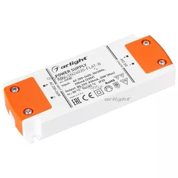 Блок питания ARV-SN24020-FLAT-B (24V, 0.83A, 20W) (Arlight, IP20 Пластик, 3 года) 029375