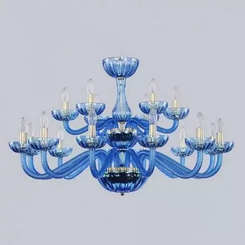 Большая люстра с хрусталем 1311/12+6/360/2d G Aq/Aquamarine/M-1H (Bohemia)