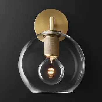 Бра Rh Utilitaire Globe Shade Single Sconce Brass ImperiumLoft 44,536 (123276-22) в форме шара