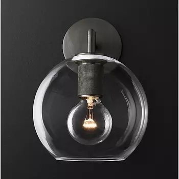 Бра Rh Utilitaire Globe Shade Single Sconce Black ImperiumLoft 44,537 (123275-22) в форме шара