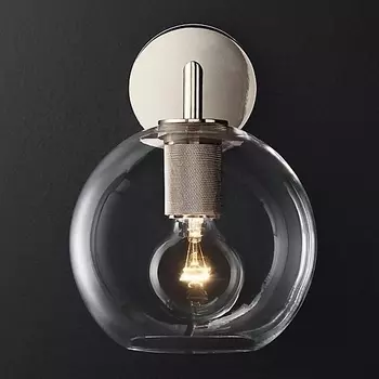 Бра Rh Utilitaire Globe Shade Single Sconce Silver ImperiumLoft 44,538 (123277-22) в форме шара