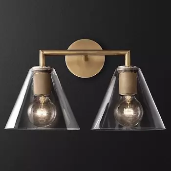 Бра Rh Utilitaire Funnel Shade Double Sconce Brass ImperiumLoft 44,545 (123267-22)
