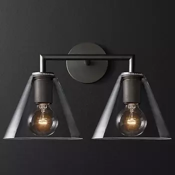 Бра Rh Utilitaire Funnel Shade Double Sconce Black ImperiumLoft 44,546 (123266-22)