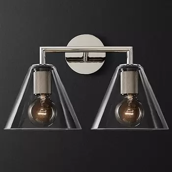 Бра Rh Utilitaire Funnel Shade Double Sconce Silver ImperiumLoft 44,547 (123268-22)