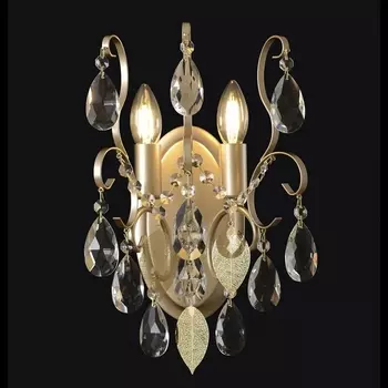 Бра Crystal Lux ESMIRALDA AP2 GOLD в виде свечи с подвесками