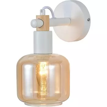 Бра Escada Skald 1109/1A White 1x40 E14, металл/стекло/дерево, белый/янтарный