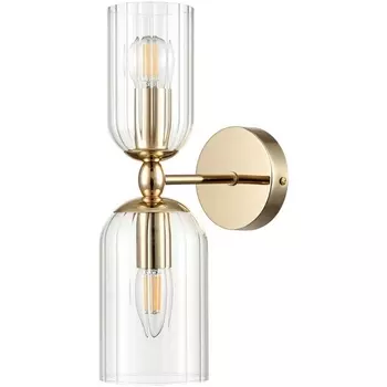 Бра Lumion Kassia 6586/2W золото/прозрачный, металл/стекло E14 2*40W 220V
