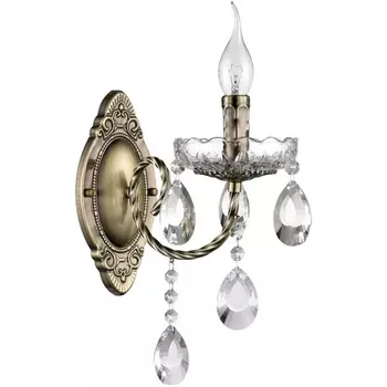Бра Lumion Linn 8190/1W античная бронза, металл/хрусталь E14 1*40W 220V подсвечник с подвесками