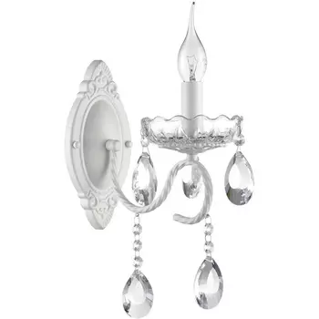 Бра Lumion Snow 8189/1W белый металл/хрусталь E14 1*40W 220V подсвечник с подвесками