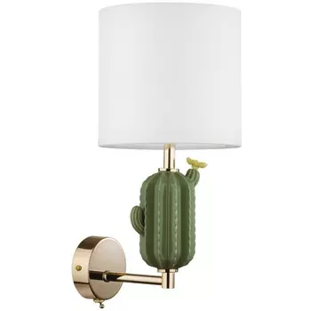 Бра Odeon Light Cactus 5425/1W золотой/зеленый/белый/металл/керамика/ткань E14 1*40W