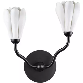 Бра Odeon Light Gardi 5090/2W черный матовый/белый/фарфор G4 LED 2*5W с цветами