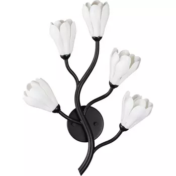 Бра Odeon Light Gardi 5090/5W черный матовый/белый/фарфор G4 LED 5*5W с цветами