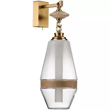 Бра Odeon Light Krema 5441/1W сатинированн.латунь/прозрачн./металл/стекло/травертин/веревка G9 LED 6W